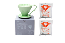 Load image into Gallery viewer, Gift Set | CAFEC Cup 4 Big Pour-Over Flower Dripper | CFD-4GREEN + 2packs of AC4-100W
