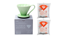Load image into Gallery viewer, Gift Set | CAFEC Cup 4 Big Pour-Over Flower Dripper | CFD-4GREEN + 2packs of AC4-100W