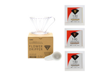 Load image into Gallery viewer, Gift Set | CAFEC Cup 4 Big Pour-Over Flower Dripper | PFD-4 + LC4-40W, MC4-40W, DC4-40W (Clear)