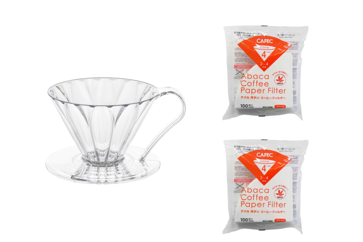 Gift Set | CAFEC Cup 4 Big Pour-Over Tritan Flower Dripper | TFD-4