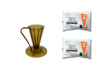 Load image into Gallery viewer, CAFEC GIFT SET | Pour-Over Flower Dripper DEEP 27 | FDD-27CBR + 2 packs of AFD27-100W