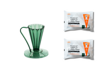 Load image into Gallery viewer, CAFEC GIFT SET | Pour-Over Flower Dripper DEEP 27 | FDD-27CDG + 2 packs of AFD27-100W