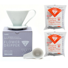 Load image into Gallery viewer, Gift Set | CAFEC Cup 4 Big Pour-Over Flower Dripper | CFD-4WHITE + 2packs of AC4-100W  pour over coffee

