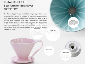 Gift Set | CAFEC Cup 4 Big Pour-Over Flower Dripper | CFD-4PINK + 2packs of AC4-100W