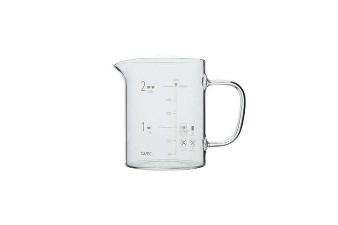CAFEC Glass 300 ml Beaker Server for Coffee Pour Over with scale marks by cups | Recommended for Size: V60 01 or 02 | BS-300