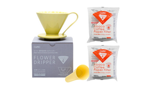 Gift Set | CAFEC Cup 4 Big Pour-Over Flower Dripper | CFD-4YELLOW + 2packs of AC4-100W