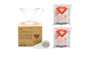 Gift Set | CAFEC Cup 4 Big Pour-Over Flower Dripper | PFD-4 + 2packs of AC4-100W (Clear)
