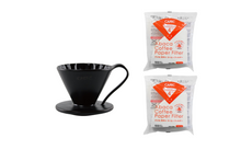 Load image into Gallery viewer, Gift Set | CAFEC Cup 4 Big Pour-Over Flower Dripper | CFD-4BLACK + 2packs of AC4-100W
