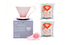 Load image into Gallery viewer, Gift Set | CAFEC Cup 4 Big Pour-Over Flower Dripper | CFD-4PINK + 2packs of AC4-100W
