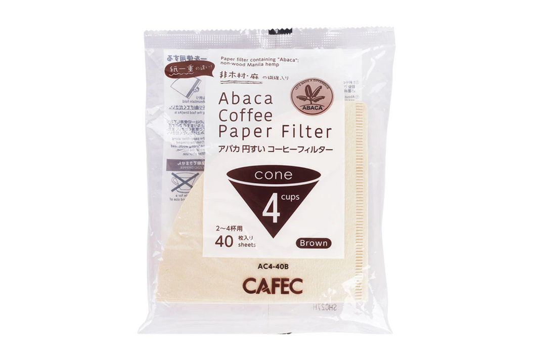 CAFEC Abaca Cup 4 Cone Paper Filter | V60 02 | AC4-40B