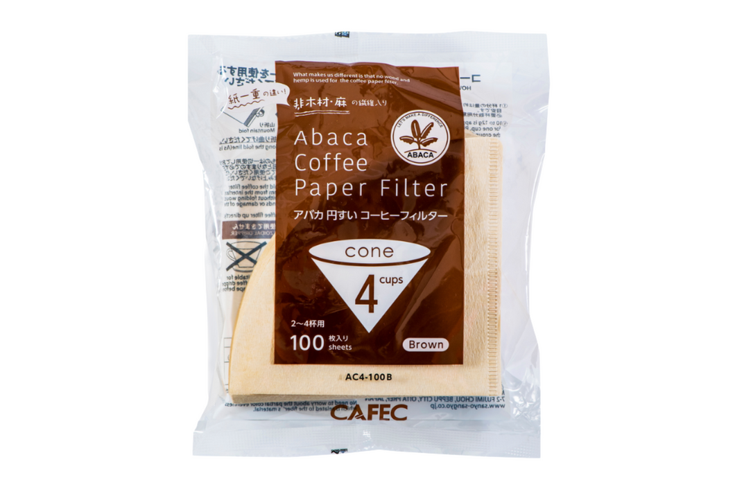CAFEC Abaca Cup 4 Cone Paper Filter | V60 02 | AC4-100B
