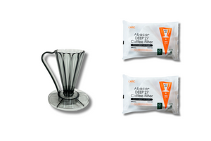 CAFEC GIFT SET | Pour-Over Flower Dripper DEEP 27 | FDD-27CB + 2 packs of AFD27-100W