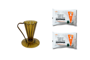 CAFEC GIFT SET | Pour-Over Flower Dripper DEEP 27 | FDD-27CBR + 2 packs of AFD27-100W