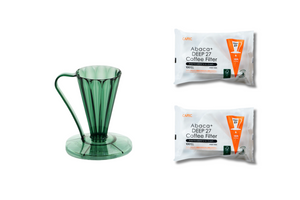 CAFEC GIFT SET | Pour-Over Flower Dripper DEEP 27 | FDD-27CDG + 2 packs of AFD27-100W