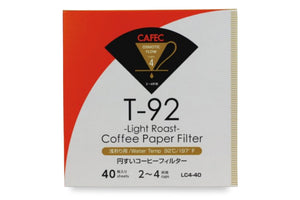 CAFEC Coffee Paper Filter Light Roast Coffee Filter Light Roast Type Slow Flow For 2 to 4 Cup White 40 Count | Made in Japan | 1 Pack of 40 Sheets | V60 02 Size | LC4-40W pour over coffee
