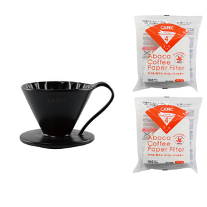 Gift Set | CAFEC Cup 4 Big Pour-Over Flower Dripper | CFD-4BLACK + 2packs of AC4-100W pour over coffee