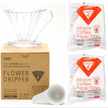 Load image into Gallery viewer, Gift Set | CAFEC Cup 4 Big Pour-Over Flower Dripper | PFD-4 + 2packs of AC4-100W (Clear) pour over coffee
