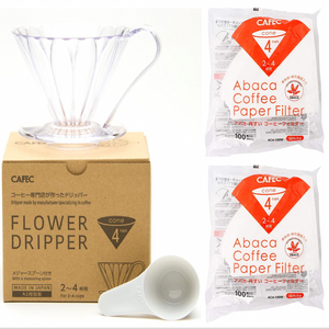 Gift Set | CAFEC Cup 4 Big Pour-Over Flower Dripper | PFD-4 + 2packs of AC4-100W (Clear) pour over coffee