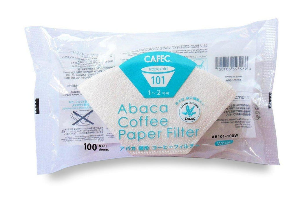 CAFEC Abaca trapezoid paper filter for 1-2 cups 100pcs/pack | Disposable Pour-Over Drip Coffee Paper Filter made of Eco-Friendly Refined Virgin Pulp for Better Tasting Brewing Pour Over Dripper (White) pour over coffee