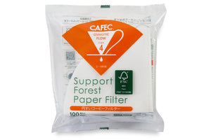 CAFEC SFP (Support Forest Paper) Filter Paper | Made in Japan | Cone-shaped V60 02 Style Universal 1 to 4 Cup | 100 sheets (CUP 4) SFP4-100W  pour over coffee