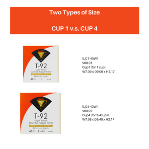 CAFEC Cup 4 Light Roast Paper Filter | V60 02 | LC4-100W